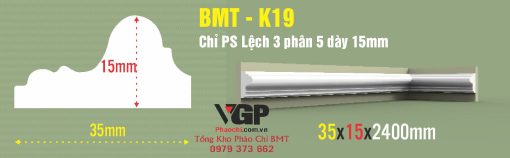 Chỉ PS Lệch 3 phân 5 dày 15mm BMT K19 35x15x2400mm Daklak Pleiku Gia Lai Kon Tum