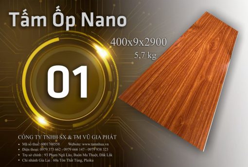 Tấm Nano 2m9 màu vân gỗ 01 Pleiku Gia Lai